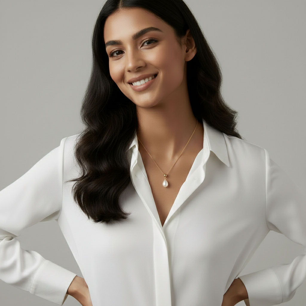 Pearly Glow - Ketting met zoetwaterparelhanger