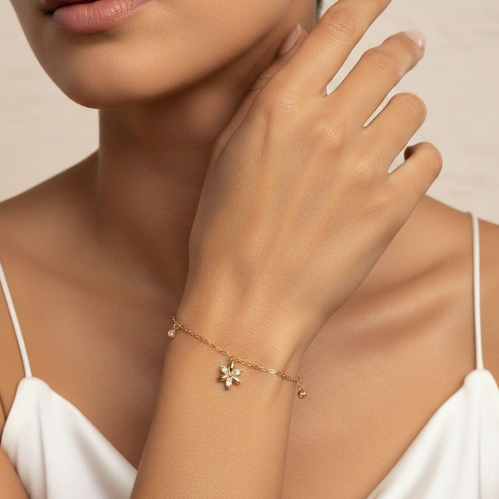 Petal - Armband met moissaniet en bloemen