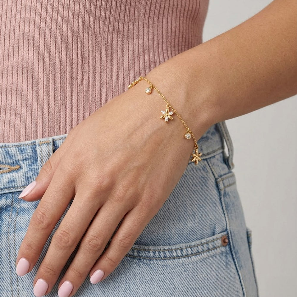 Petal - Armband mit Moissanit und Blumen