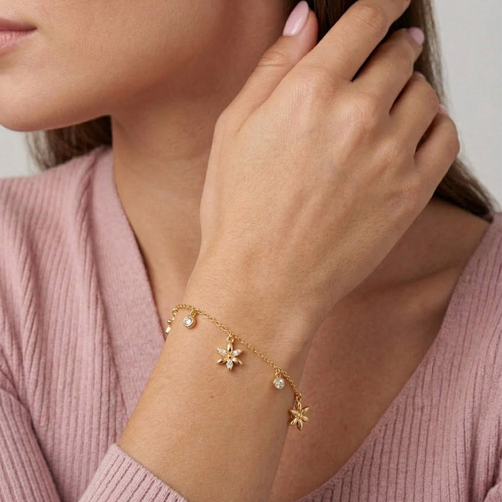 Petal - Armband mit Moissanit und Blumen