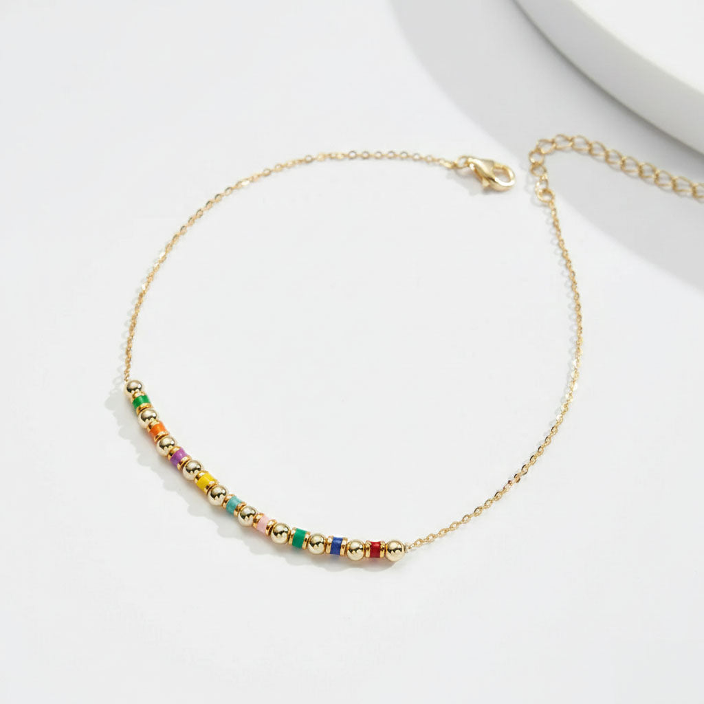 Prisma - Enkelbandje met veelkleurige kralen