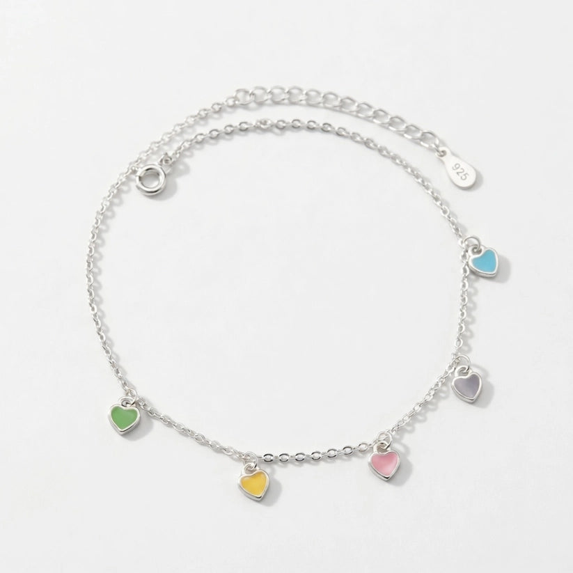 Rainbow – Anklet with colorful hearts