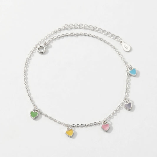 Rainbow – Anklet with colorful hearts