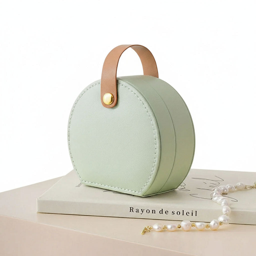 Halo Box - Rundes Leder-Schmucketui mit Verschluss