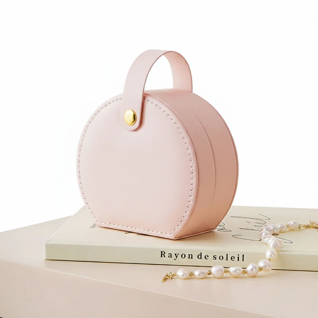 Halo Box - Rundes Leder-Schmucketui mit Verschluss