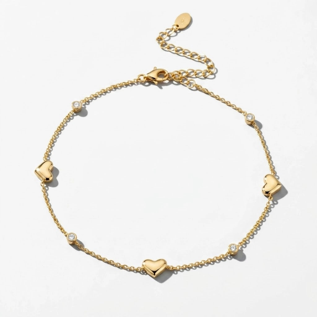 Sally – Anklet with hearts and stones