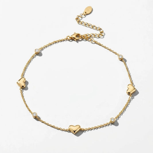 Sally – Anklet with hearts and stones