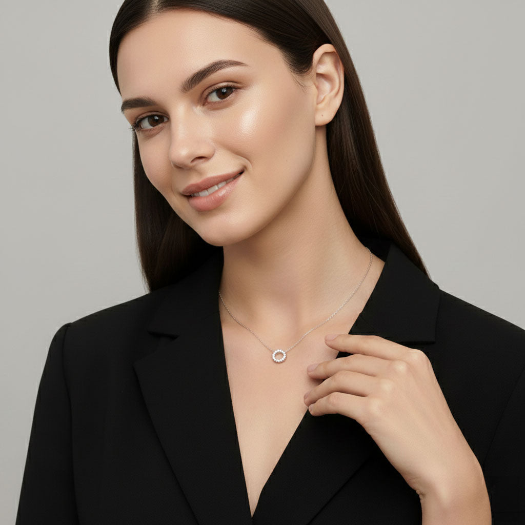 Savannah - Ketting met ronde fonkelende hanger