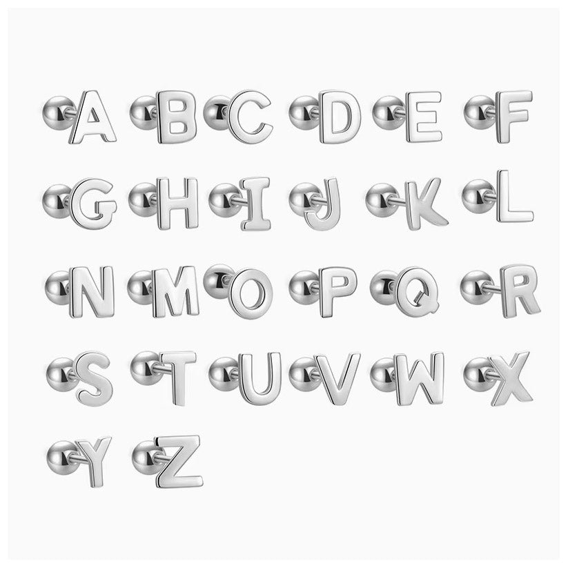 Signatur - Ohrstecker mit Buchstabe und Schraubverschluss