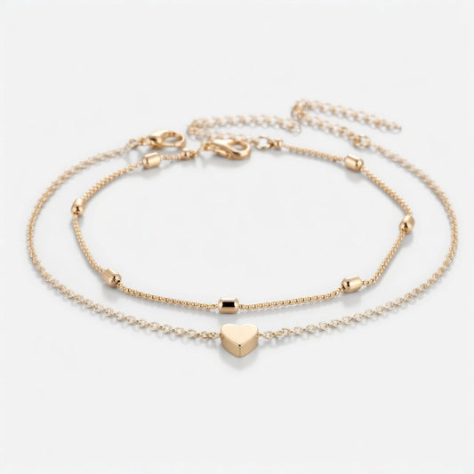 Summer Love – Anklet with double chains and small heart