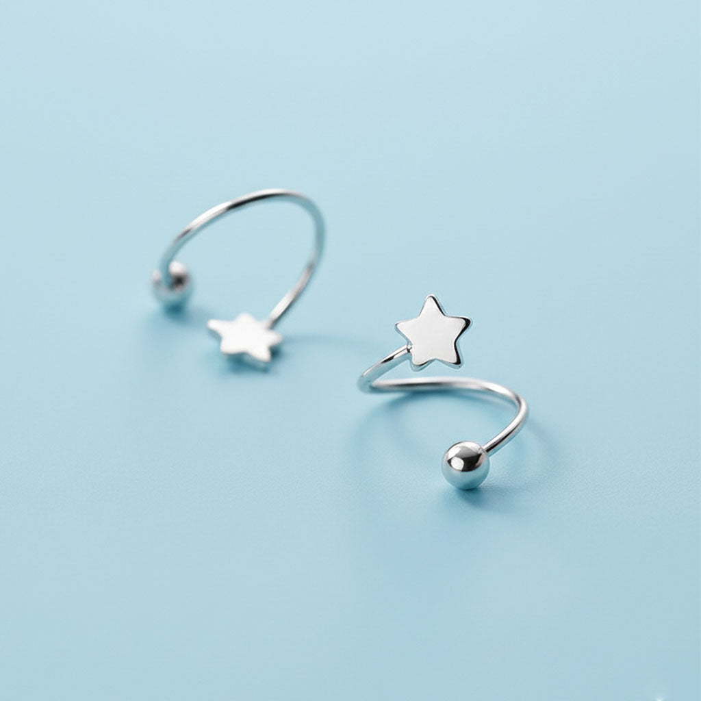 Twisted Heart & Star - Oorbellen met gedraaid ontwerp