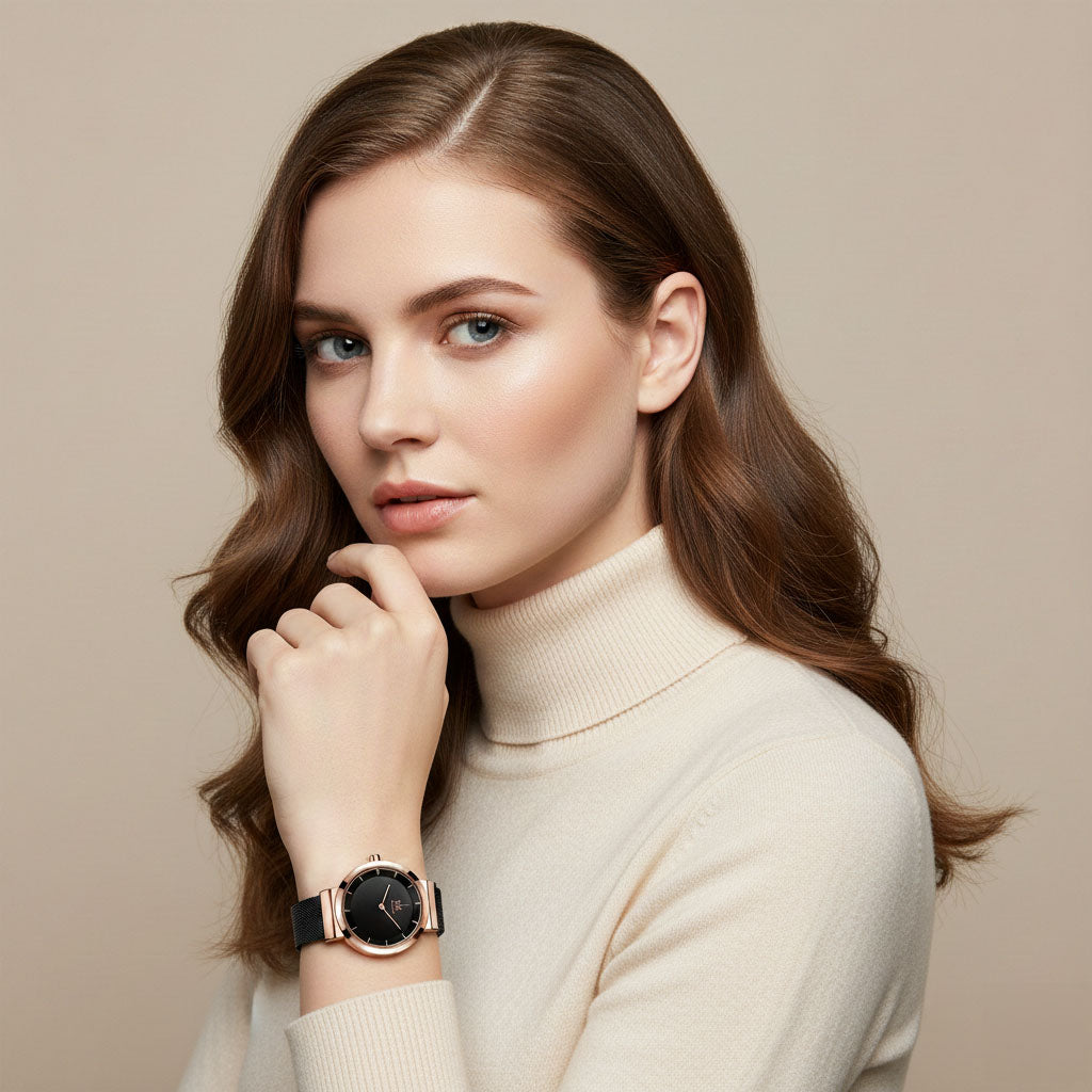 Velvet - Modern horloge met mesh band