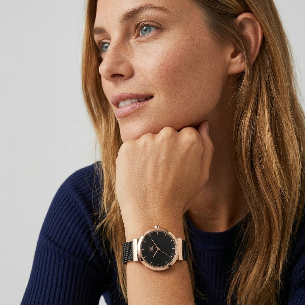 Velvet - Moderne Uhr mit Netzarmband